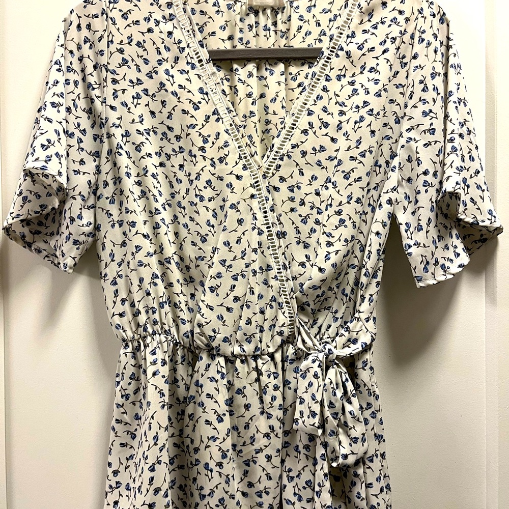 Sienna Sky Blue and White Floral Wrap Top